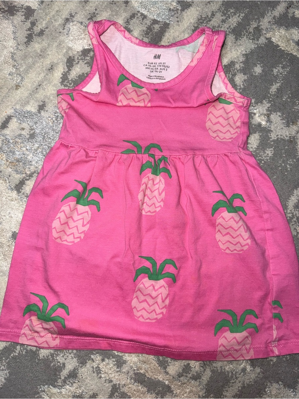 H&M Bright Pink Pineapple Print Tank Dress